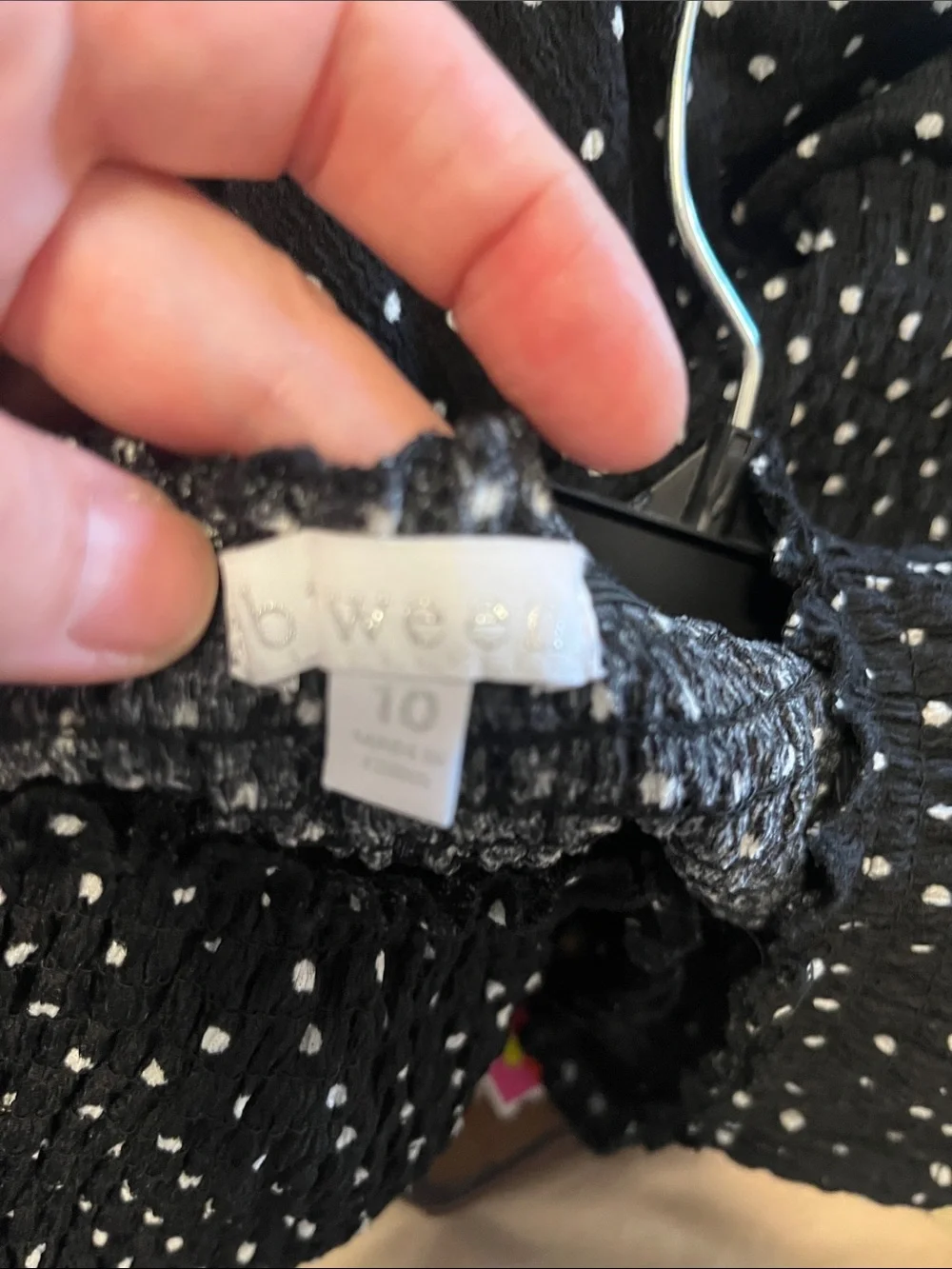 btween Black and White Polka Dot Smocked Maxi Dress